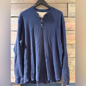 Eddie Bauer Navy Waffle Knit Henley